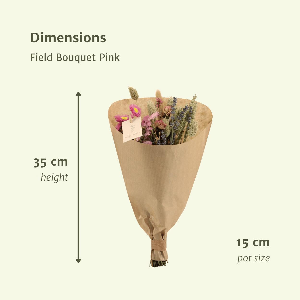 Trockenblumen Feldstrauß Rosa - Ø15 - ↨35cm