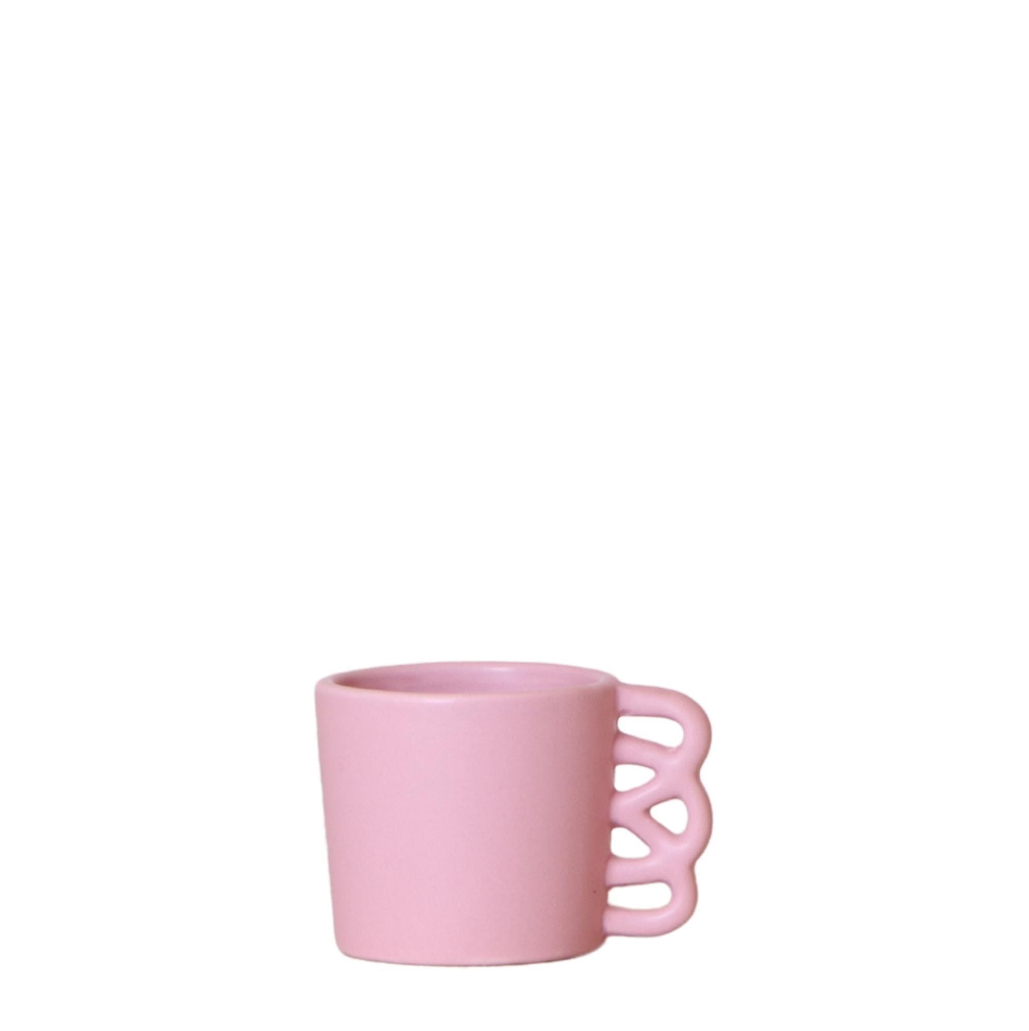 Kolibri Home | Happy Mug Blumentopf - Rosa Keramik Ziertopf - Ø6cm