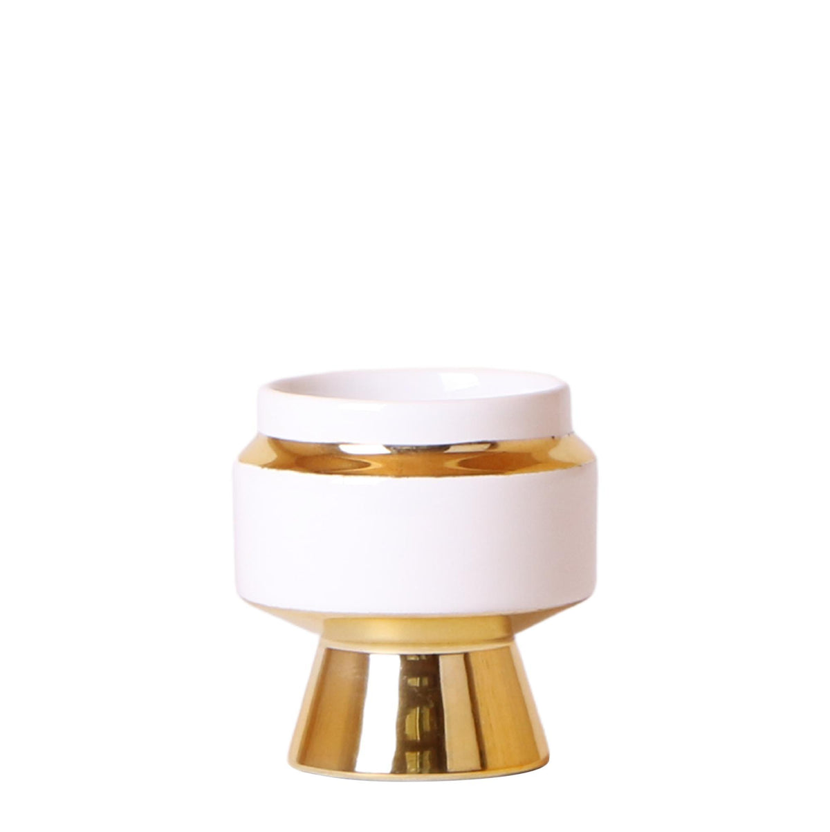 Kolibri Home | Le Chic Blumentopf - Weißer dekorativer Keramiktopf mit goldenen Details - Ø6cm