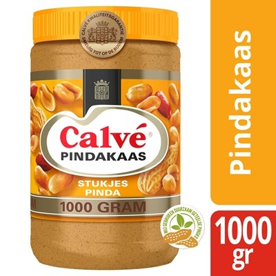 Calvé Pindakaas Ernussbutter mit Erdnuss-Stückchen 1kg - NiederlandeShop.de