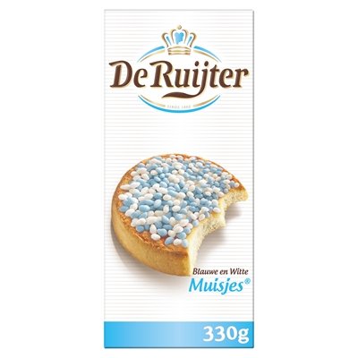 De Ruijter Muisjes blaue und weiße Anisstreusel 330g - NiederlandeShop.de
